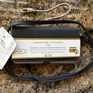 NWT Adrienne Vittadini  Wallet / Crossbody purse with RFID Protection & Charger